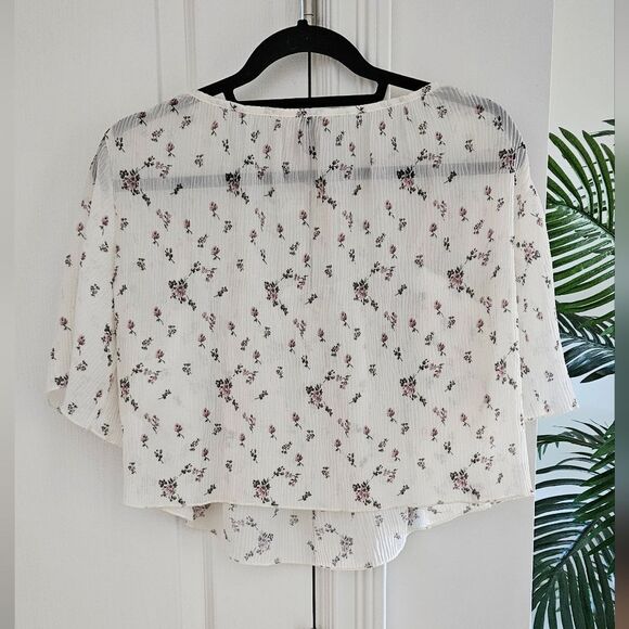 Dazy White Floral Tie-Front Blouse - Picture 4 of 6